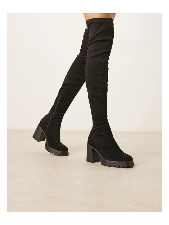 ASOS Shoes - Black Over-the-Knee Chunky Lug Heel Boots